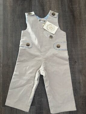 The Beaufort Bonnet Company Light Gray Corduroy Baby Romper